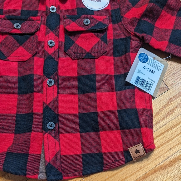 NWT Flannel Lumberjack Canadiana Button Up Shirt 6 - 12 months kids boys shirt - Picture 5 of 10